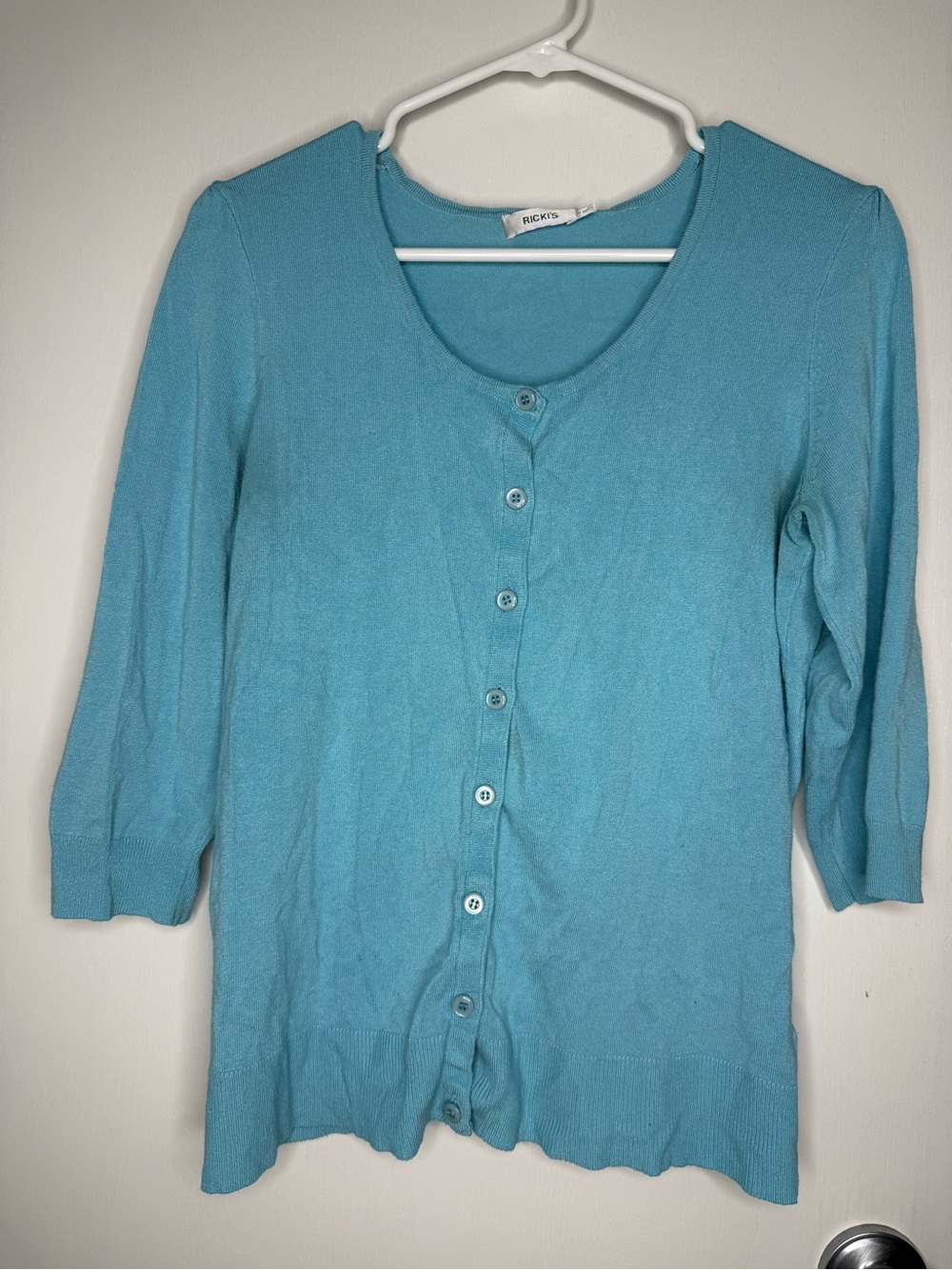 Ricki's Aqua Blue Button-Front Women's Cardigan Large